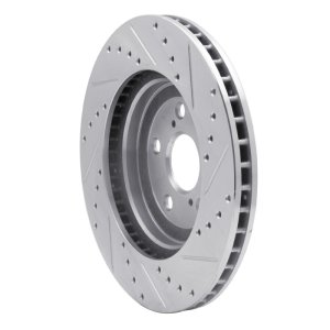 Lexus RX350 Brake Rotor (1) - Front Left - R1 Concepts - Drilled & Slotted - Silver - `04-`09